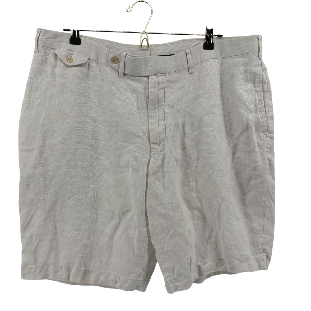 Vintage Polo Ralph Lauren Bradbury Fit Mens 40 (38") Linen Shorts White Cream